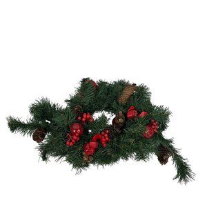 Artificial Holiday Wreath Red Berries Pine Cones & Apples Home Interiors & Gifts